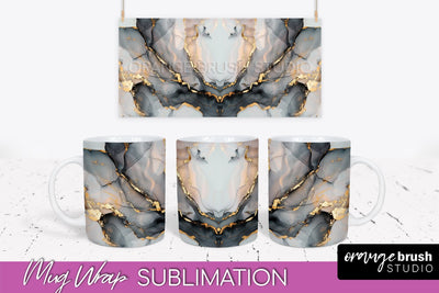 Marble Mug Wrap - 3D Marble Texture Mug Sublimation Design Sublimation OrangeBrushStudio 