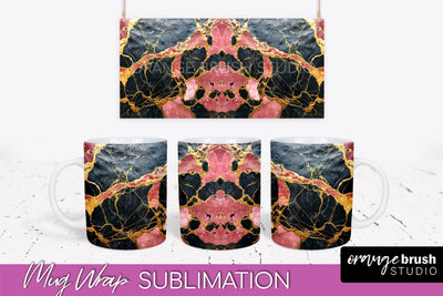 Marble Mug Wrap - 3D Marble Texture Mug Sublimation Design Sublimation OrangeBrushStudio 