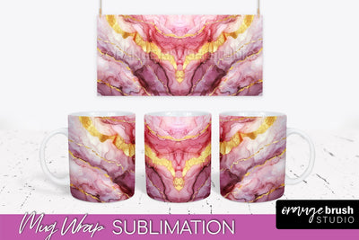 Marble Mug Wrap - 3D Marble Texture Mug Sublimation Design Sublimation OrangeBrushStudio 