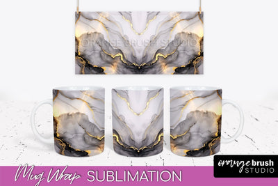 Marble Mug Wrap - 3D Marble Texture Mug Sublimation Design Sublimation OrangeBrushStudio 