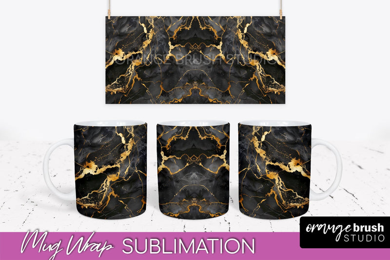 Marble Mug Wrap - 3D Marble Texture Mug Sublimation Design Sublimation OrangeBrushStudio 