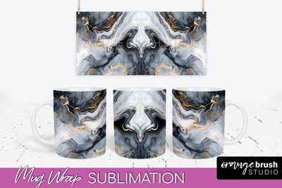 Marble Mug Wrap - 3D Marble Texture Mug Sublimation Design Sublimation OrangeBrushStudio 