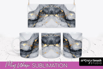Marble Mug Wrap - 3D Marble Texture Mug Sublimation Design Sublimation OrangeBrushStudio 