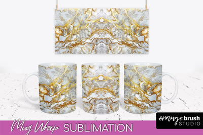 Marble Mug Wrap - 3D Marble Texture Mug Sublimation Design Sublimation OrangeBrushStudio 