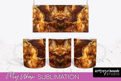 Marble Mug Wrap - 3D Marble Texture Mug Sublimation Design Sublimation OrangeBrushStudio 