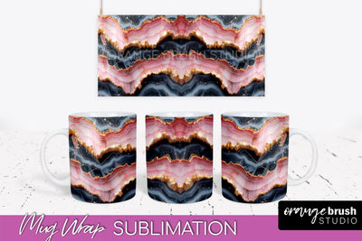 Marble Mug Wrap - 3D Marble Texture Mug Sublimation Design Sublimation OrangeBrushStudio 