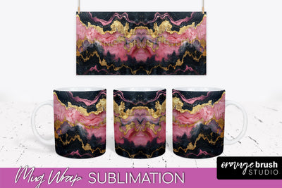 Marble Mug Wrap - 3D Marble Texture Mug Sublimation Design Sublimation OrangeBrushStudio 