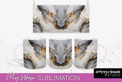 Marble Mug Wrap - 3D Marble Texture Mug Sublimation Design Sublimation OrangeBrushStudio 