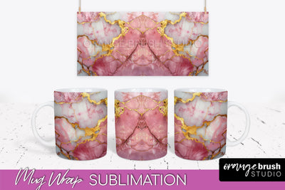 Marble Mug Wrap - 3D Marble Texture Mug Sublimation Design Sublimation OrangeBrushStudio 