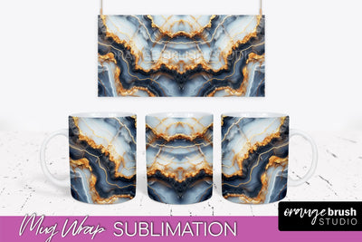 Marble Mug Wrap - 3D Marble Texture Mug Sublimation Design Sublimation OrangeBrushStudio 