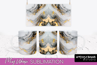 Marble Mug Wrap - 3D Marble Texture Mug Sublimation Design Sublimation OrangeBrushStudio 
