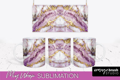Marble Mug Wrap - 3D Marble Texture Mug Sublimation Design Sublimation OrangeBrushStudio 