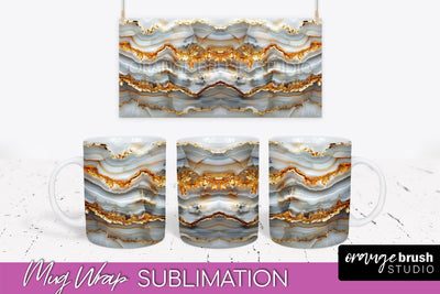 Marble Mug Wrap - 3D Marble Texture Mug Sublimation Design Sublimation OrangeBrushStudio 
