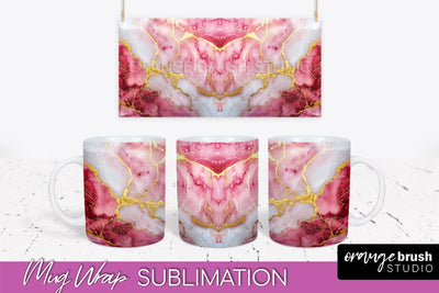 Marble Mug Wrap - 3D Marble Texture Mug Sublimation Design Sublimation OrangeBrushStudio 
