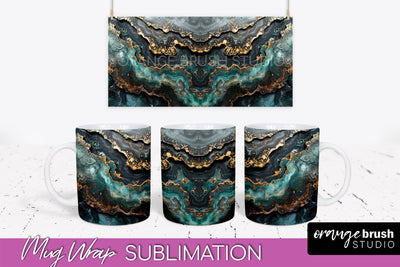 Marble Mug Wrap - 3D Marble Texture Mug Sublimation Design Sublimation OrangeBrushStudio 