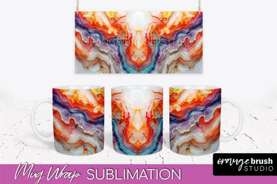 Marble Mug Wrap - 3D Marble Texture Mug Sublimation Design Sublimation OrangeBrushStudio 