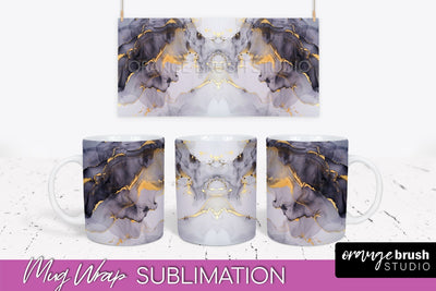 Marble Mug Wrap - 3D Marble Texture Mug Sublimation Design Sublimation OrangeBrushStudio 