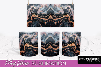 Marble Mug Wrap - 3D Marble Texture Mug Sublimation Design Sublimation OrangeBrushStudio 