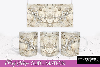 Marble Mug Wrap - 3D Marble Texture Mug Sublimation Design Sublimation OrangeBrushStudio 