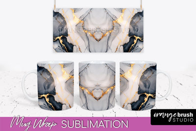 Marble Mug Wrap - 3D Marble Texture Mug Sublimation Design Sublimation OrangeBrushStudio 