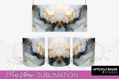 Marble Mug Wrap - 3D Marble Texture Mug Sublimation Design Sublimation OrangeBrushStudio 