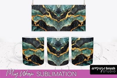Marble Mug Wrap - 3D Marble Texture Mug Sublimation Design Sublimation OrangeBrushStudio 