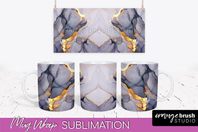 Marble Mug Wrap - 3D Marble Texture Mug Sublimation Design Sublimation OrangeBrushStudio 