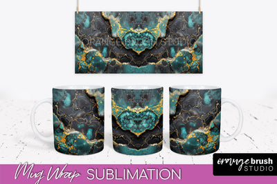 Marble Mug Wrap - 3D Marble Texture Mug Sublimation Design Sublimation OrangeBrushStudio 