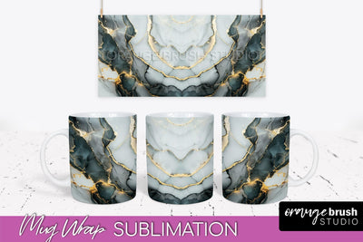 Marble Mug Wrap - 3D Marble Texture Mug Sublimation Design Sublimation OrangeBrushStudio 