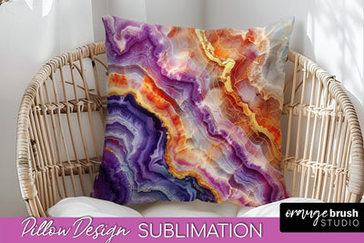 Marble Pillow Cover - Marble Texture Pillow Sublimation Sublimation OrangeBrushStudio 