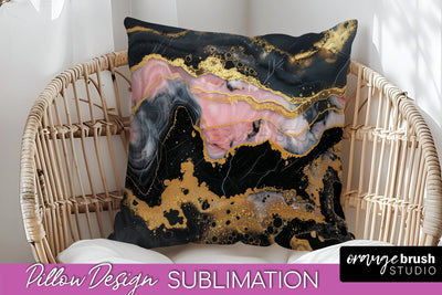 Marble Pillow Cover - Marble Texture Pillow Sublimation Sublimation OrangeBrushStudio 