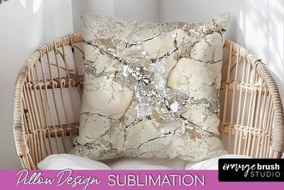 Marble Pillow Cover - Marble Texture Pillow Sublimation Sublimation OrangeBrushStudio 