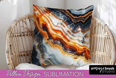 Marble Pillow Cover - Marble Texture Pillow Sublimation Sublimation OrangeBrushStudio 