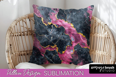Marble Pillow Cover - Marble Texture Pillow Sublimation Sublimation OrangeBrushStudio 