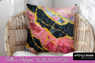 Marble Pillow Cover - Marble Texture Pillow Sublimation Sublimation OrangeBrushStudio 