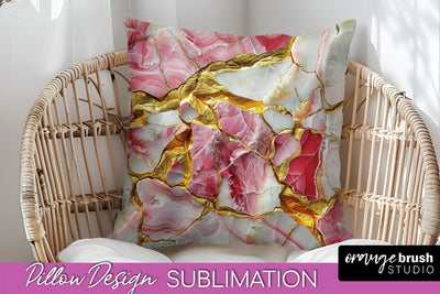 Marble Pillow Cover - Marble Texture Pillow Sublimation Sublimation OrangeBrushStudio 