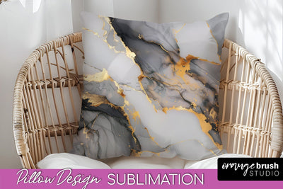 Marble Pillow Cover - Marble Texture Pillow Sublimation Sublimation OrangeBrushStudio 