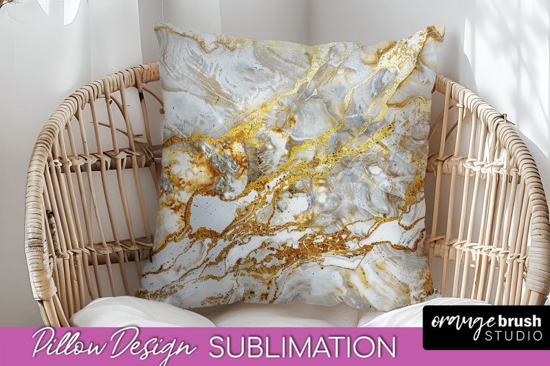 Marble Pillow Cover - Marble Texture Pillow Sublimation Sublimation OrangeBrushStudio 