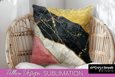 Marble Pillow Cover - Marble Texture Pillow Sublimation Sublimation OrangeBrushStudio 