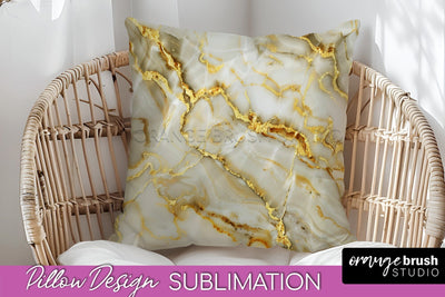 Marble Pillow Cover - Marble Texture Pillow Sublimation Sublimation OrangeBrushStudio 