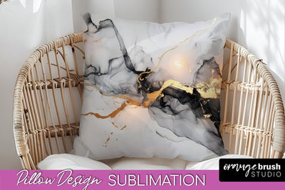 Marble Pillow Cover - Marble Texture Pillow Sublimation Sublimation OrangeBrushStudio 