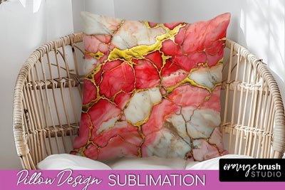 Marble Pillow Cover - Marble Texture Pillow Sublimation Sublimation OrangeBrushStudio 