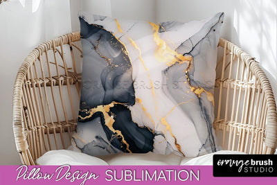 Marble Pillow Cover - Marble Texture Pillow Sublimation Sublimation OrangeBrushStudio 