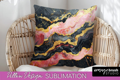 Marble Pillow Cover - Marble Texture Pillow Sublimation Sublimation OrangeBrushStudio 