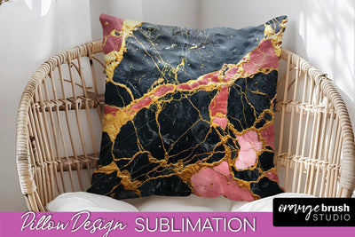 Marble Pillow Cover - Marble Texture Pillow Sublimation Sublimation OrangeBrushStudio 