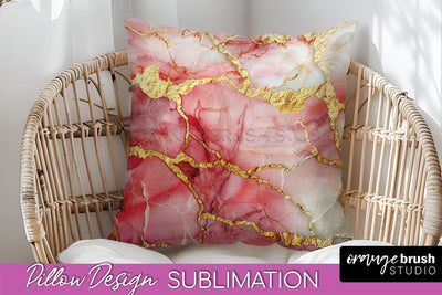 Marble Pillow Cover - Marble Texture Pillow Sublimation Sublimation OrangeBrushStudio 