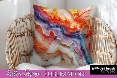 Marble Pillow Cover - Marble Texture Pillow Sublimation Sublimation OrangeBrushStudio 