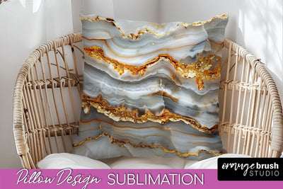 Marble Pillow Cover - Marble Texture Pillow Sublimation Sublimation OrangeBrushStudio 