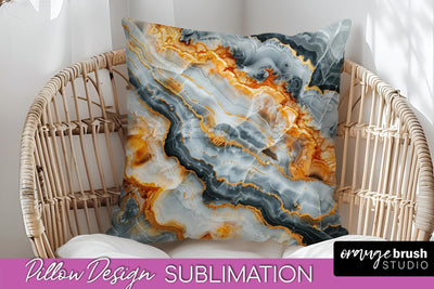 Marble Pillow Cover - Marble Texture Pillow Sublimation Sublimation OrangeBrushStudio 