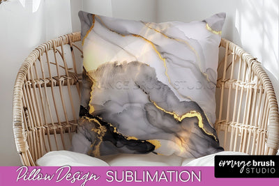 Marble Pillow Cover - Marble Texture Pillow Sublimation Sublimation OrangeBrushStudio 